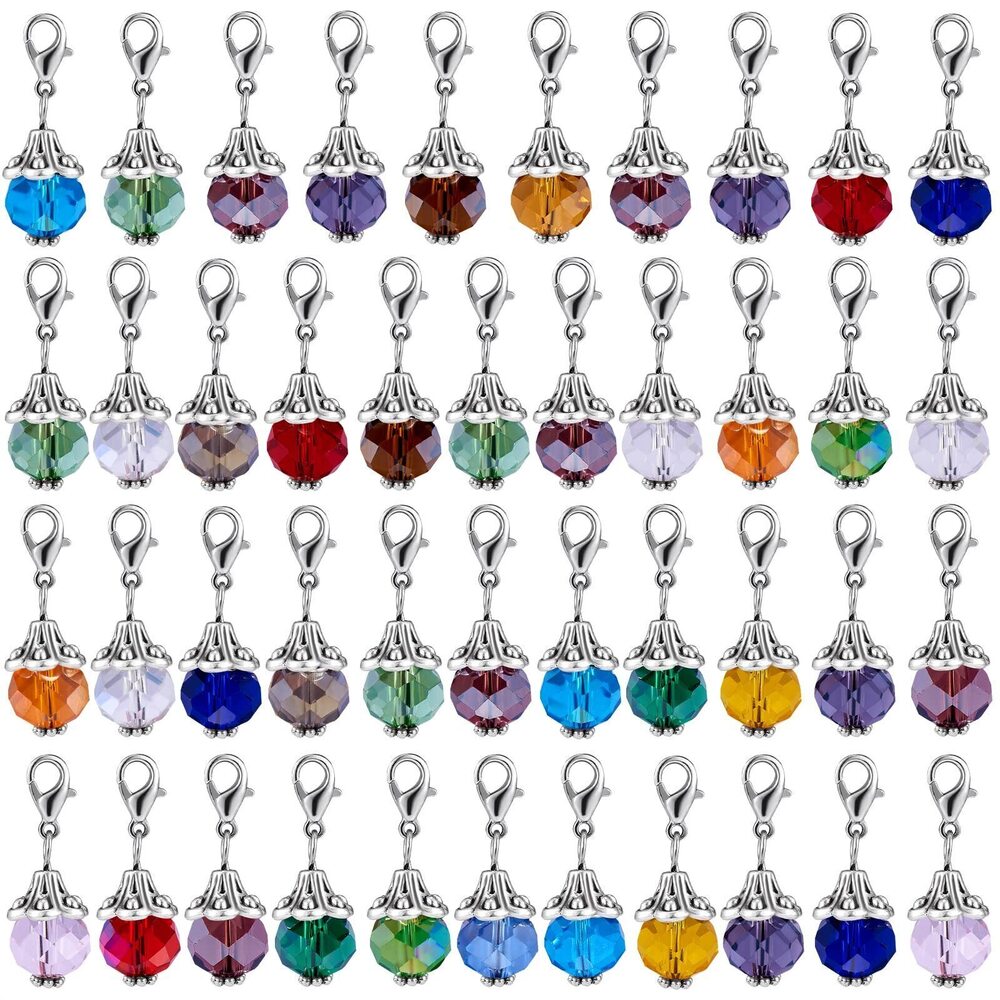 3910 80 Pieces Crystal Dangle Charms Pendants Colorful Glass Charm Handmade